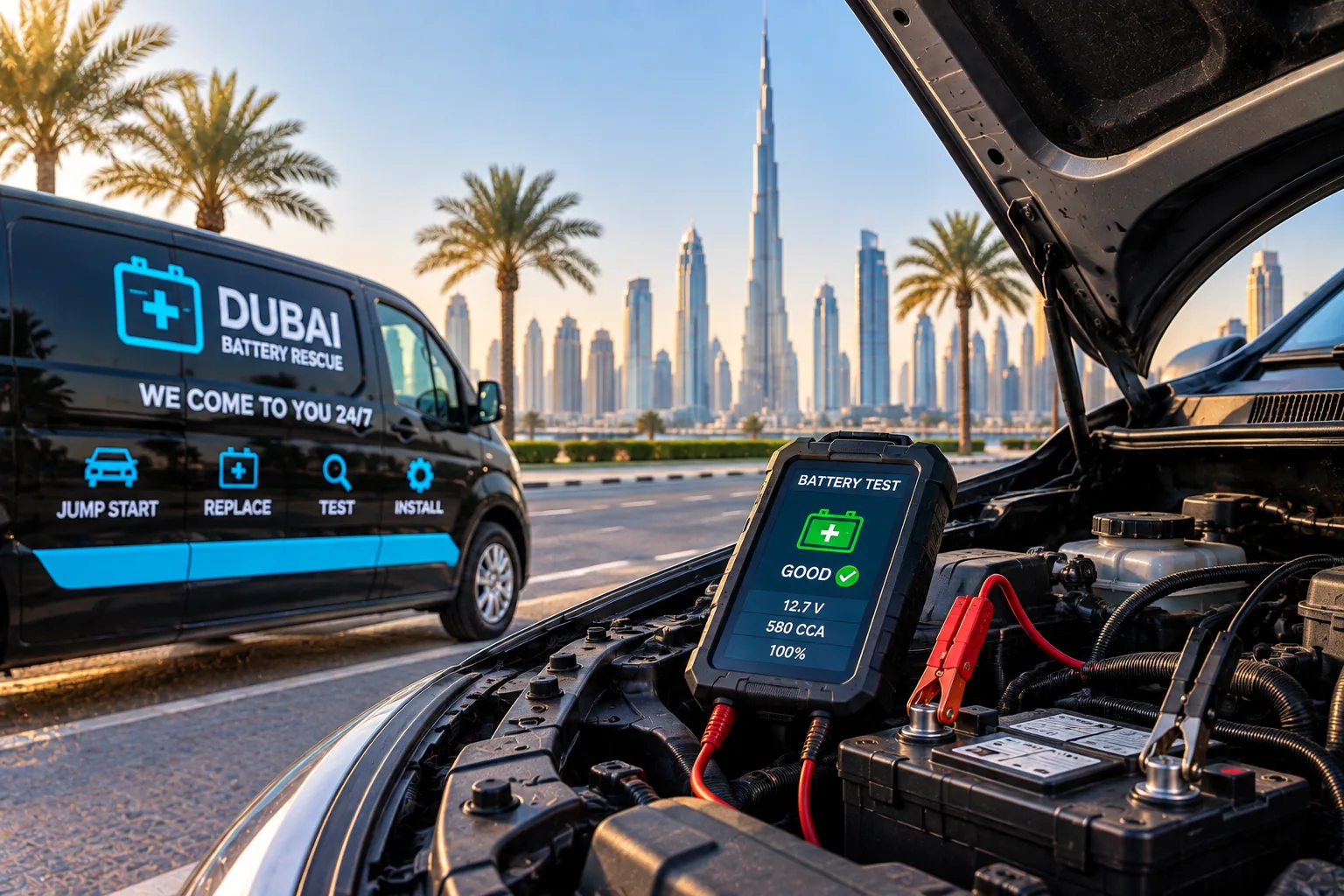 Car battery testing service in Dubai